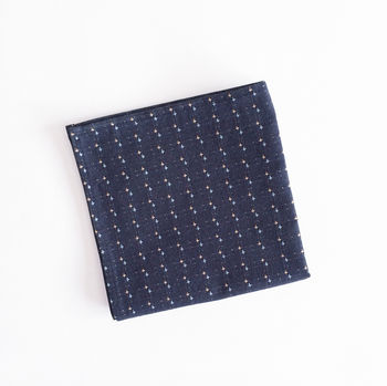 Nori Embroidered Japanese Woven Cotton Pocket Square, 4 of 4