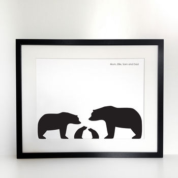 Bear Family, Personalised Silhouette Print, 3 of 6