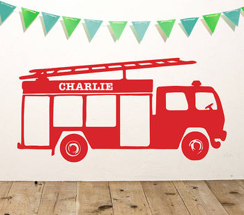 Personalised Fire Engine Vinyl Wall Sticker, 2 of 5