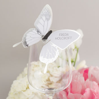 Metallic Foiled Butterfly Wine Glass Place Cards. X 10, 3 of 3