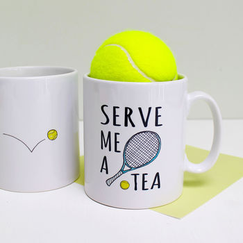 'Serve Me A Tea' Tennis Mug, 3 of 8