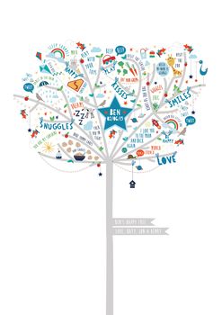 Personalised Baby Boy Happiness Tree Print, 3 of 8