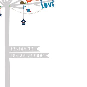 Personalised Baby Boy Happiness Tree Print, 6 of 8