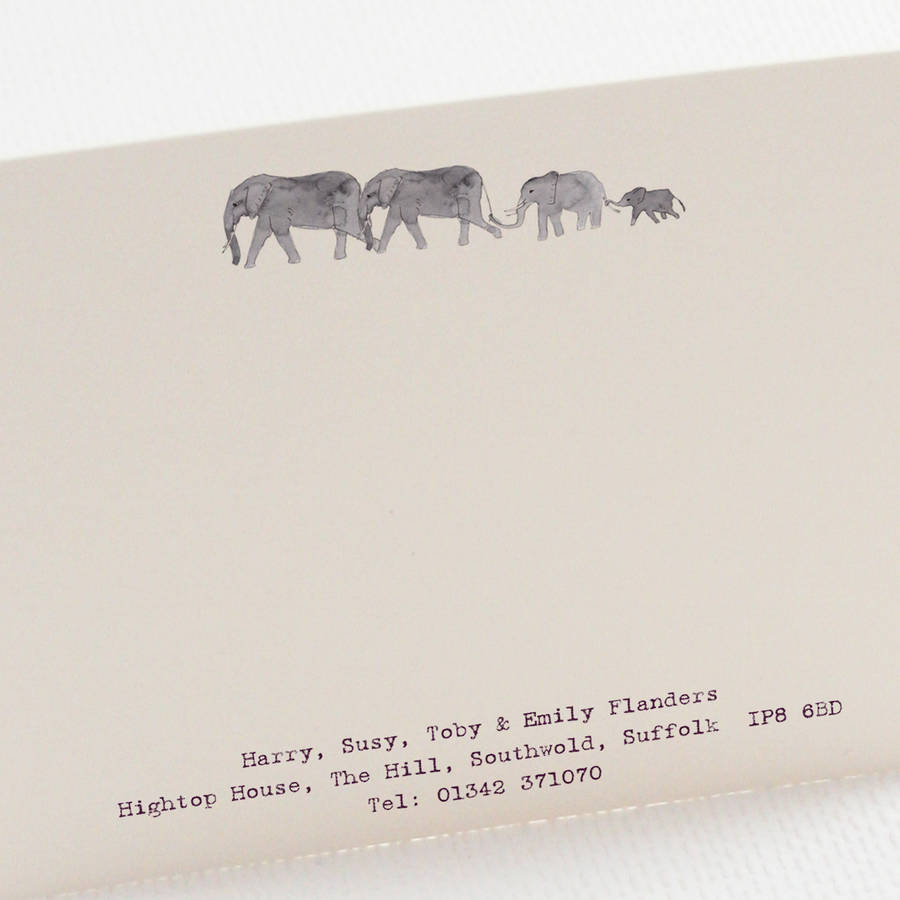 Personalised Elephant Family Correspondence Cards By This Is Nessie Personalised Elephant Family Correspondence Cards