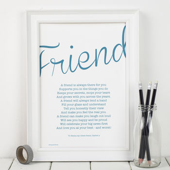 Friend Personalised Print With Friendship Poem, 6 of 7