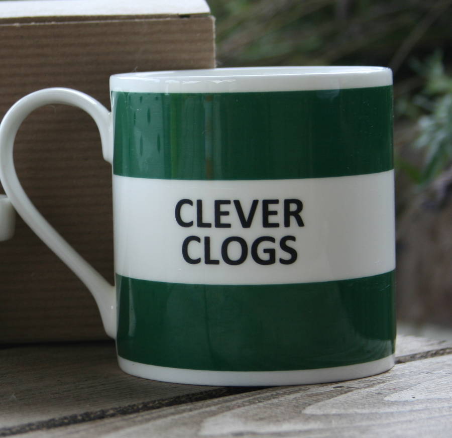 'Clever Clogs' Coasters And Fine Bone China Mugs By The Pot Bank