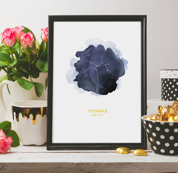 Personalised Watercolour Zodiac Constellation Print, 7 of 8