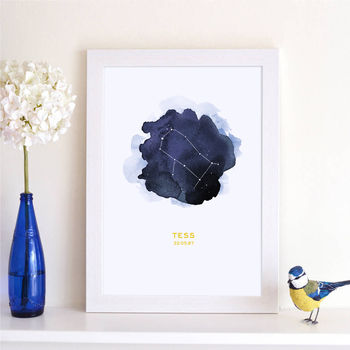 Personalised Watercolour Zodiac Constellation Print, 5 of 8