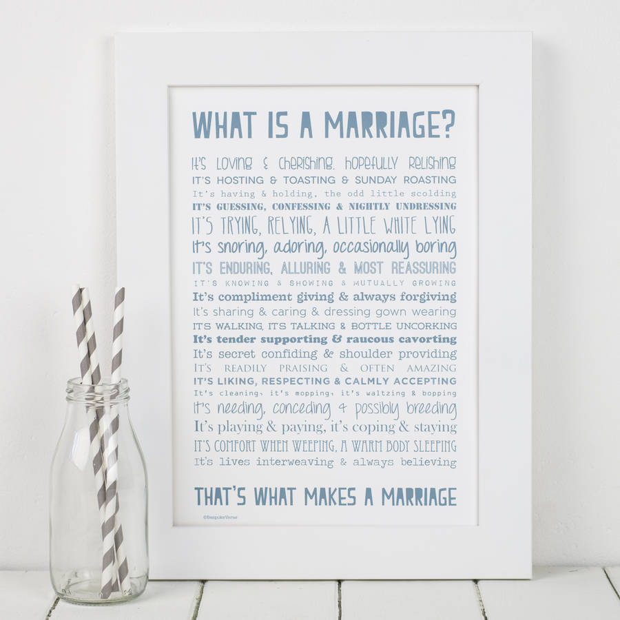 marriage print with wedding poem by bespoke verse | notonthehighstreet.com