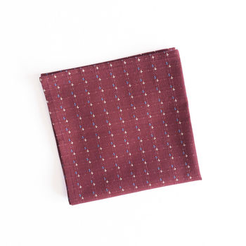 Nori Embroidered Japanese Woven Cotton Pocket Square, 2 of 4