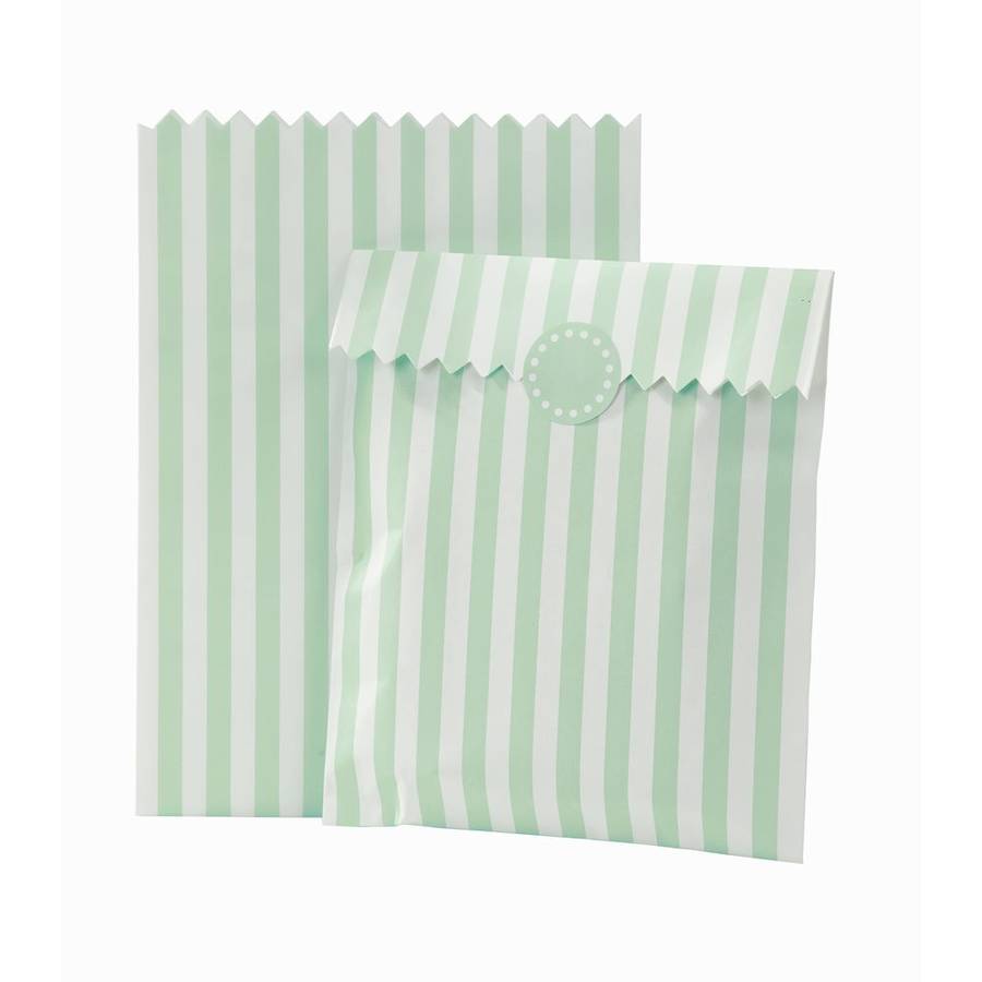 Striped Mint Treat Bags And Stickers By Postbox Party