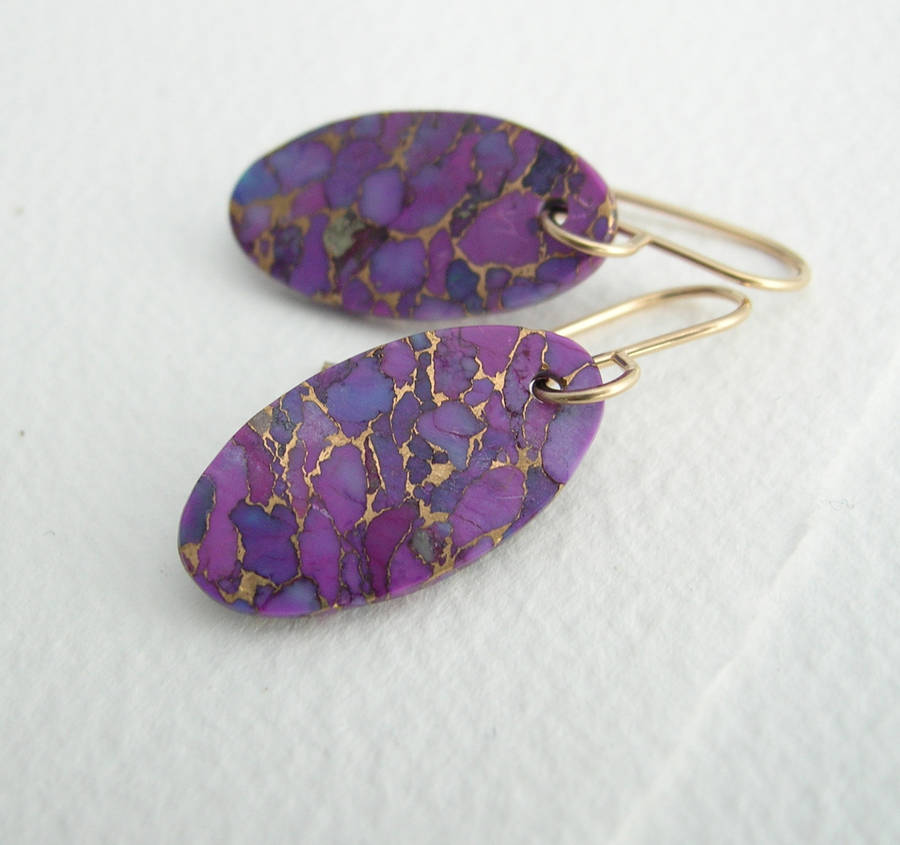 Bronze Infused Purple Turquoise Earrings By Sarah Hickey