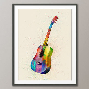 Acoustic Guitar Watercolour Abstract Art Print, 2 of 4