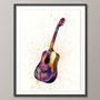 Acoustic Guitar Watercolour Abstract Art Print, thumbnail 3 of 4