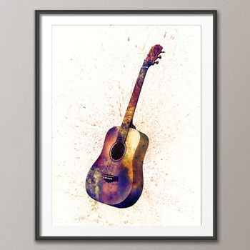 Acoustic Guitar Watercolour Abstract Art Print, 3 of 4