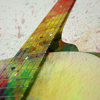 Acoustic Guitar Watercolour Abstract Art Print, 4 of 4