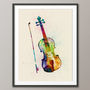 Violin Watercolour Abstract Art Print, thumbnail 2 of 4