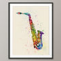 Saxophone Watercolour Abstract Art Print, thumbnail 2 of 5