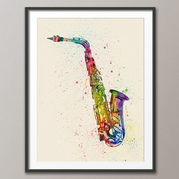 Saxophone Watercolour Abstract Art Print, 2 of 5