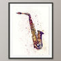 Saxophone Watercolour Abstract Art Print, thumbnail 3 of 5