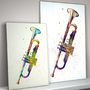 Trumpet Watercolour Abstract Art Print, thumbnail 1 of 4
