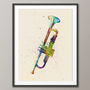 Trumpet Watercolour Abstract Art Print, thumbnail 2 of 4