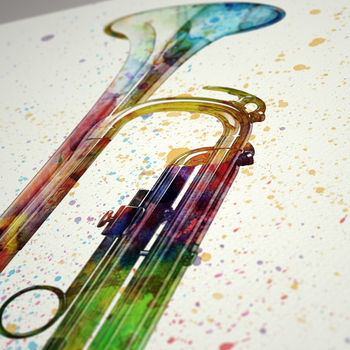 Trumpet Watercolour Abstract Art Print, 4 of 4