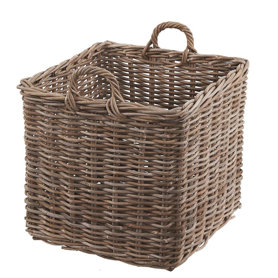 grey rattan square storage basket by marquis & dawe