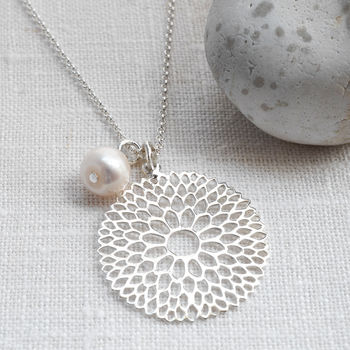 Sterling Silver Chrysanthemum Necklace, 5 of 10