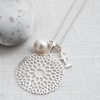 Sterling Silver Chrysanthemum Necklace, 7 of 10