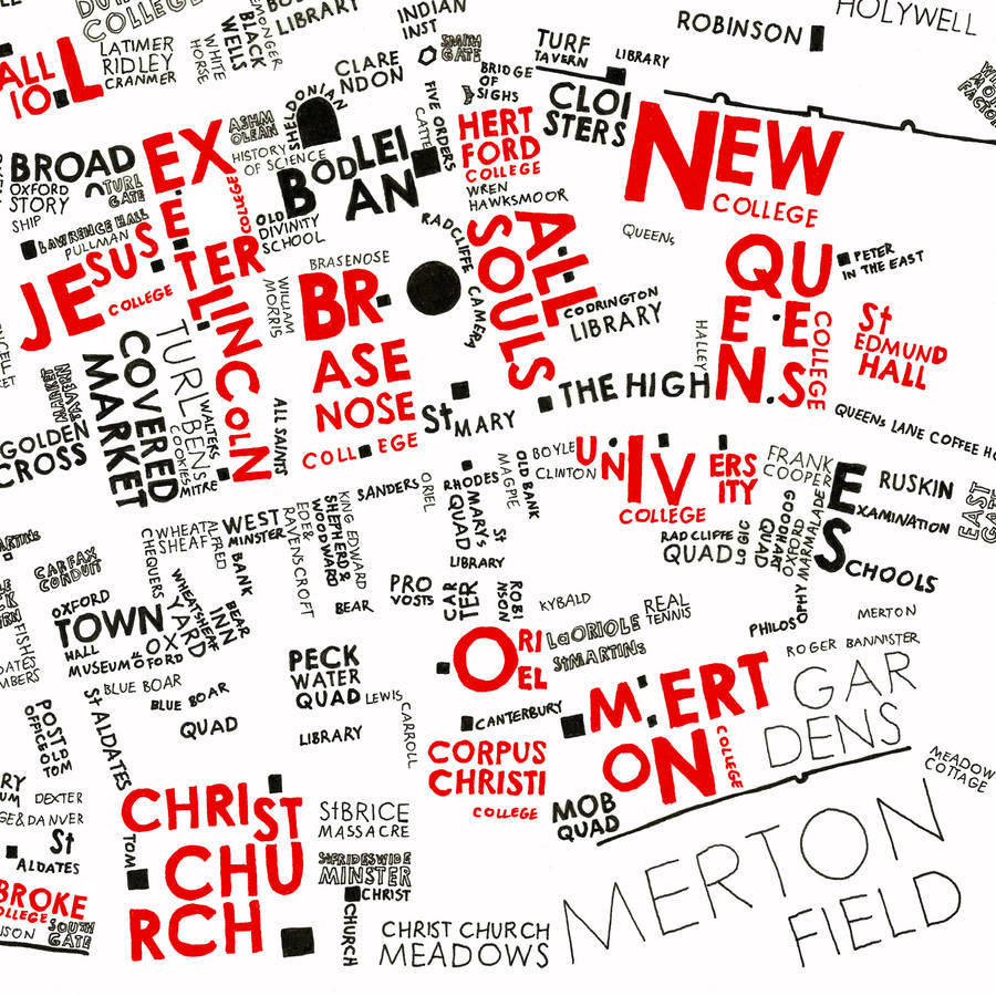 Oxford Wordmap Graphic Print By SPITFIRE PRINTS