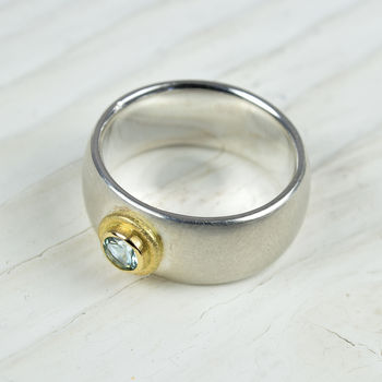 Silver And Gold Aquamarine Ring, 2 of 4