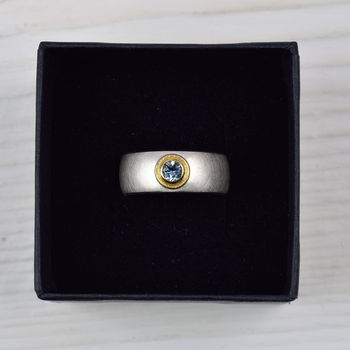 Silver And Gold Aquamarine Ring, 3 of 4