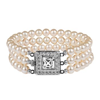 Art Deco Inspired Three String Pearl Bracelet, 2 of 7