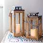 Set Of Two Salcombe Wooden Candle Lanterns, thumbnail 2 of 5