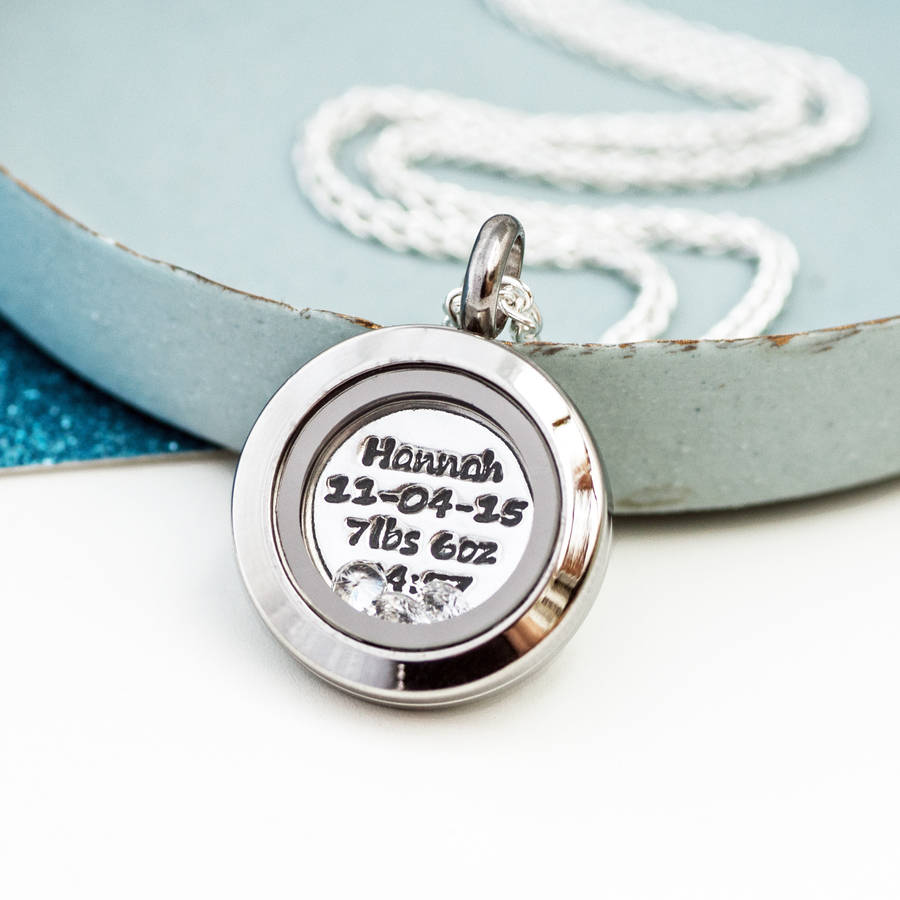New Baby Keepsake Locket With Birthstones By Green River Studio