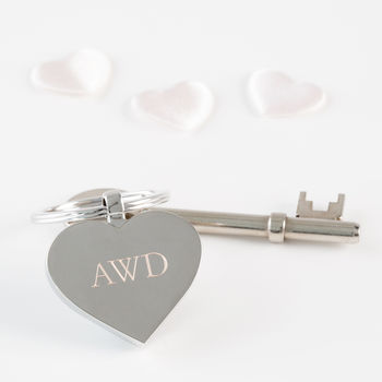 Valentine's Day Engraved Initials Heart Keyring, 4 of 4