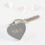 Valentine's Day Engraved Initials Heart Keyring, thumbnail 1 of 4