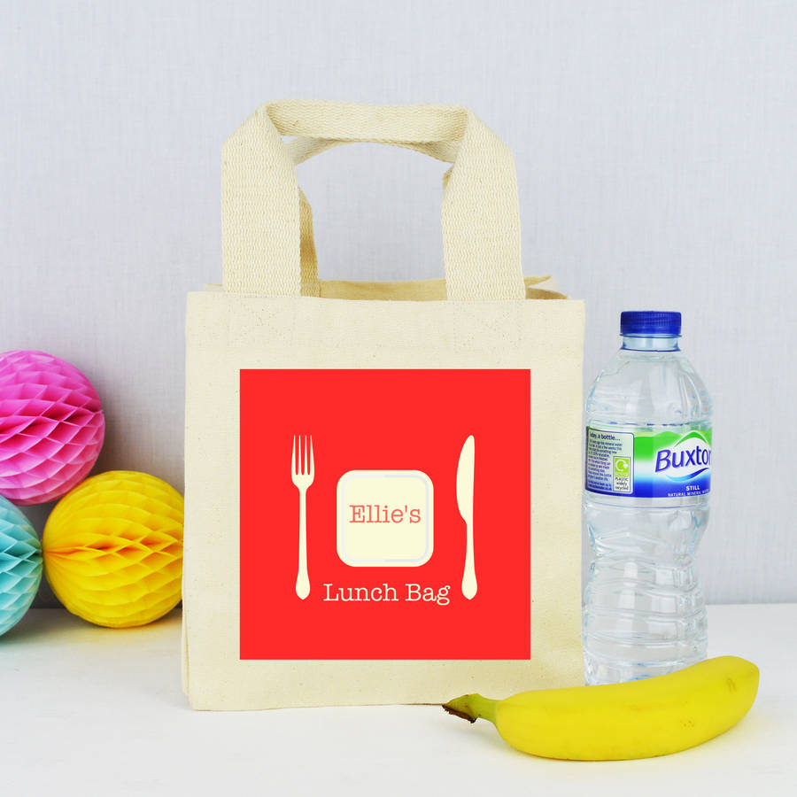 personalised knife and fork 'lunch' bag by andrea fays