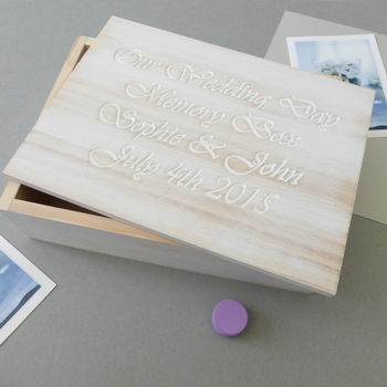 Personalised White Wooden Wedding Keepsake Box, 2 of 2