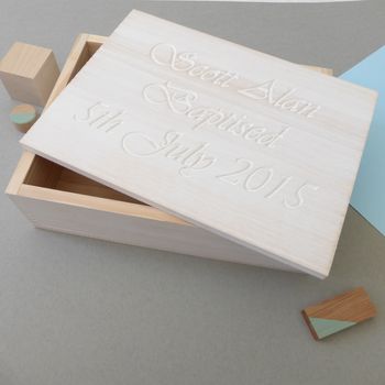 Personalised White Wooden Baptism Keepsake Box, 2 of 2