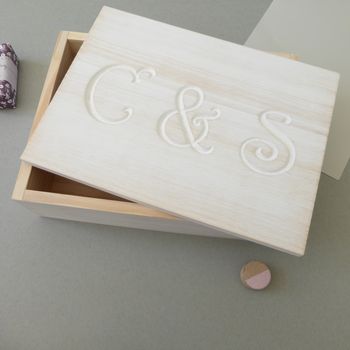 Personalised White Wooden Couples Keepsake Box, 3 of 4