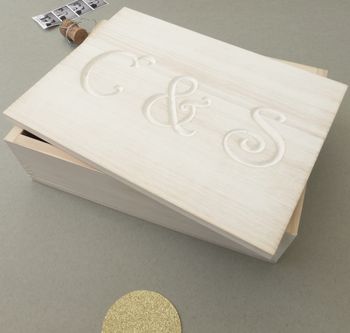 Personalised White Wooden Couples Keepsake Box, 2 of 4