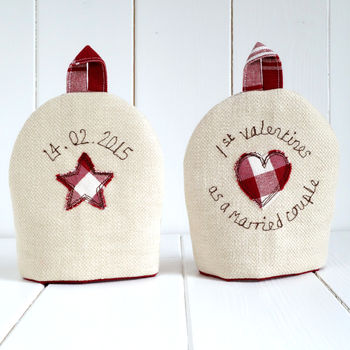 Personalised Mr And Mrs Egg Cup Cosies Gift, 6 of 11