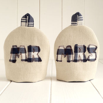 Personalised Mr And Mrs Egg Cup Cosies Gift, 10 of 11