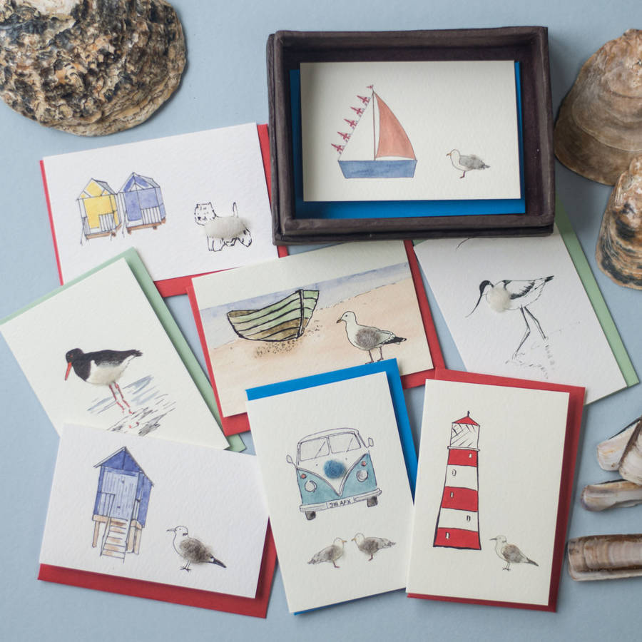 Eight Handmade Seaside Gift Cards, Beautifully Boxed, 1 of 5