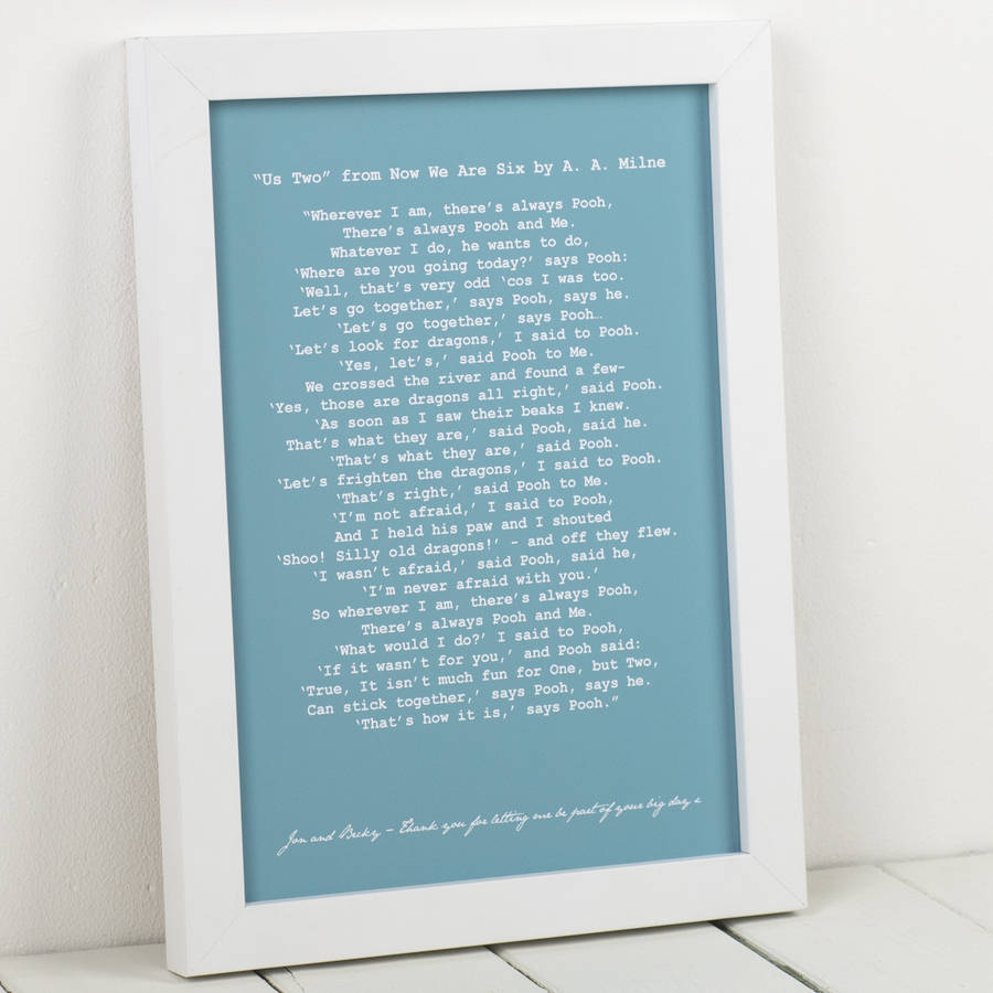 Framed Wedding Reading Personalised Wedding Reading Art Print For Him