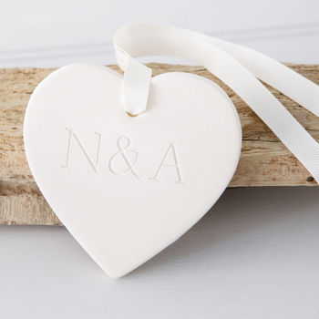 Engraved Ceramic Heart Hanging Decoration, 2 of 6