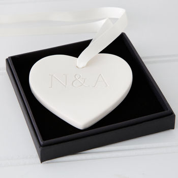 Engraved Ceramic Heart Hanging Decoration, 5 of 6