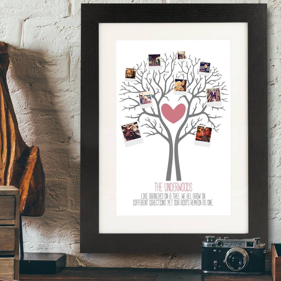 Personalised Retro Style Family Tree Framed Print, 1 of 3